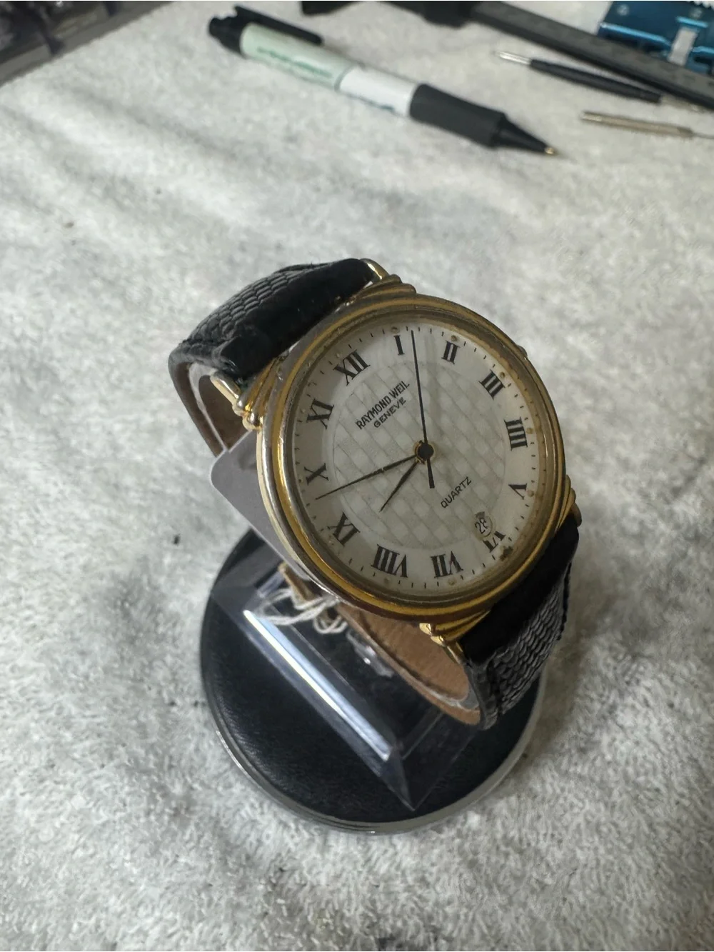 Raymond Weil Gold and Black Leather Quartz Dress Watch